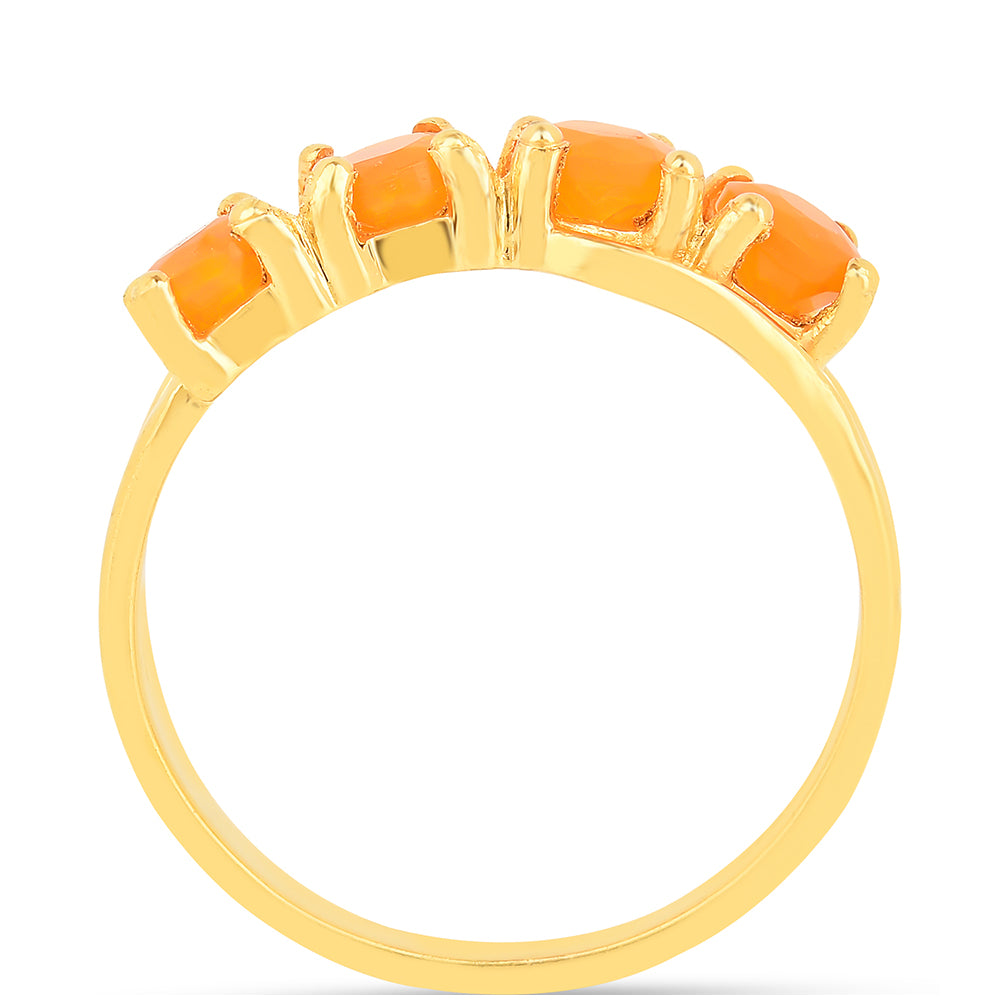 Pozlacené Stříbro 925/1000 - Prsten s Ohnivým Opálem - Karátové číslo: 0.69. přibližná hmotnost: 2.27 gramů 3 