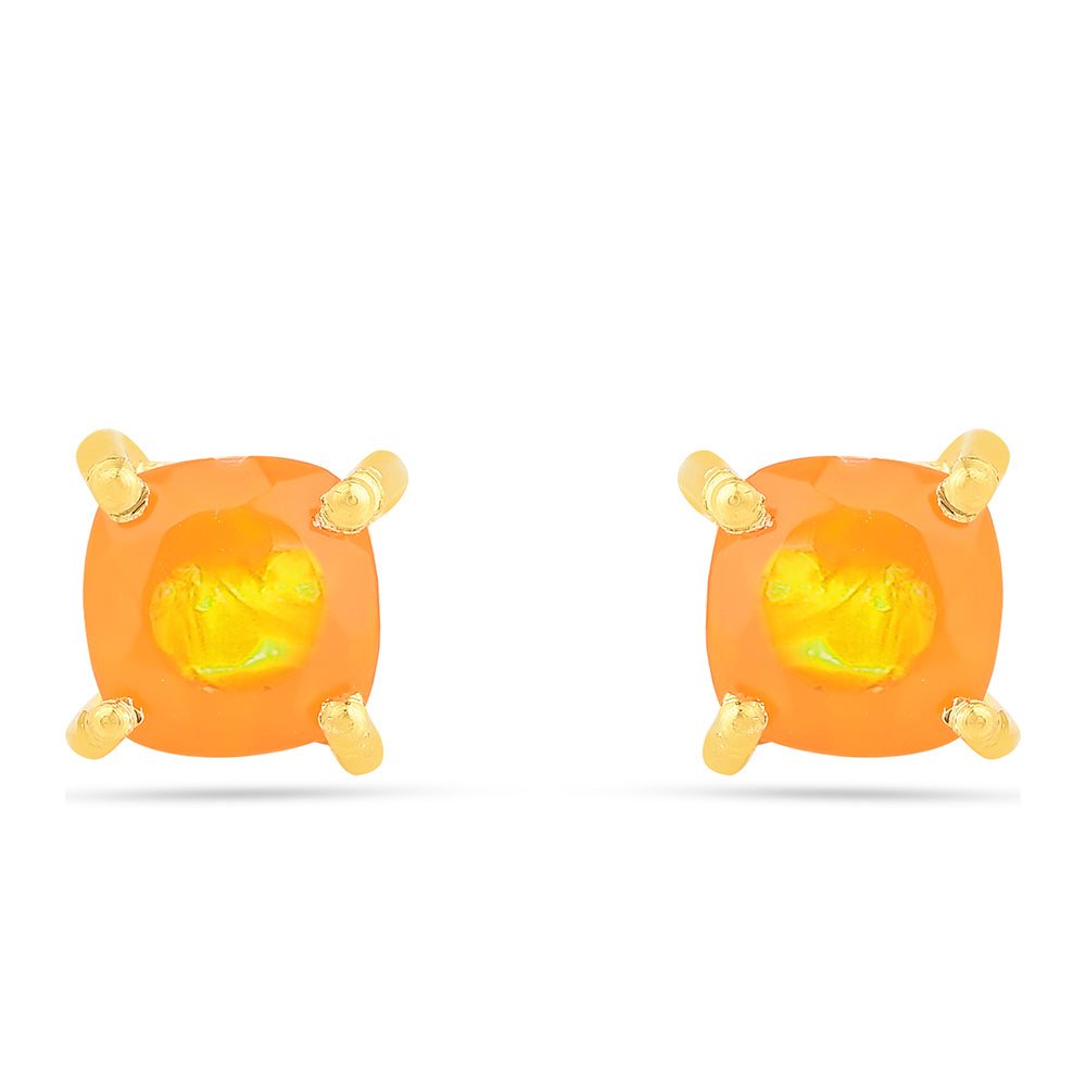 Pozlacené Stříbro 925/1000 - Náušnice s Ohnivým Opálem - Karátové číslo: 0.63. přibližná hmotnost: 0.82 gramů