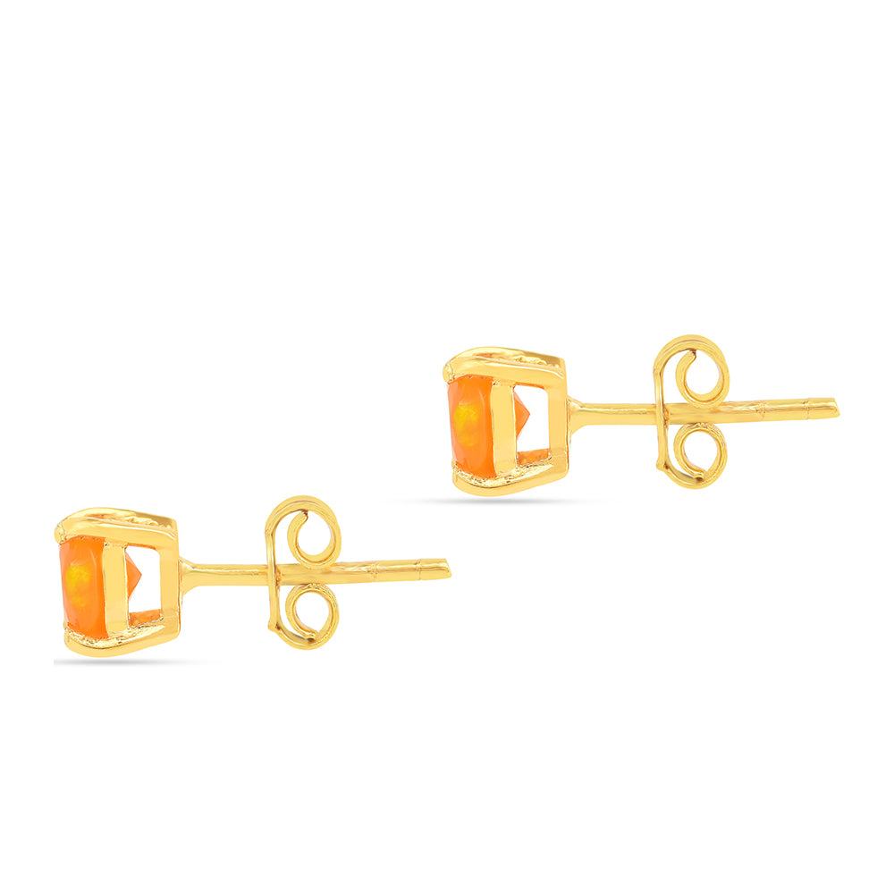 Pozlacené Stříbro 925/1000 - Náušnice s Ohnivým Opálem - Karátové číslo: 0.63. přibližná hmotnost: 0.82 gramů