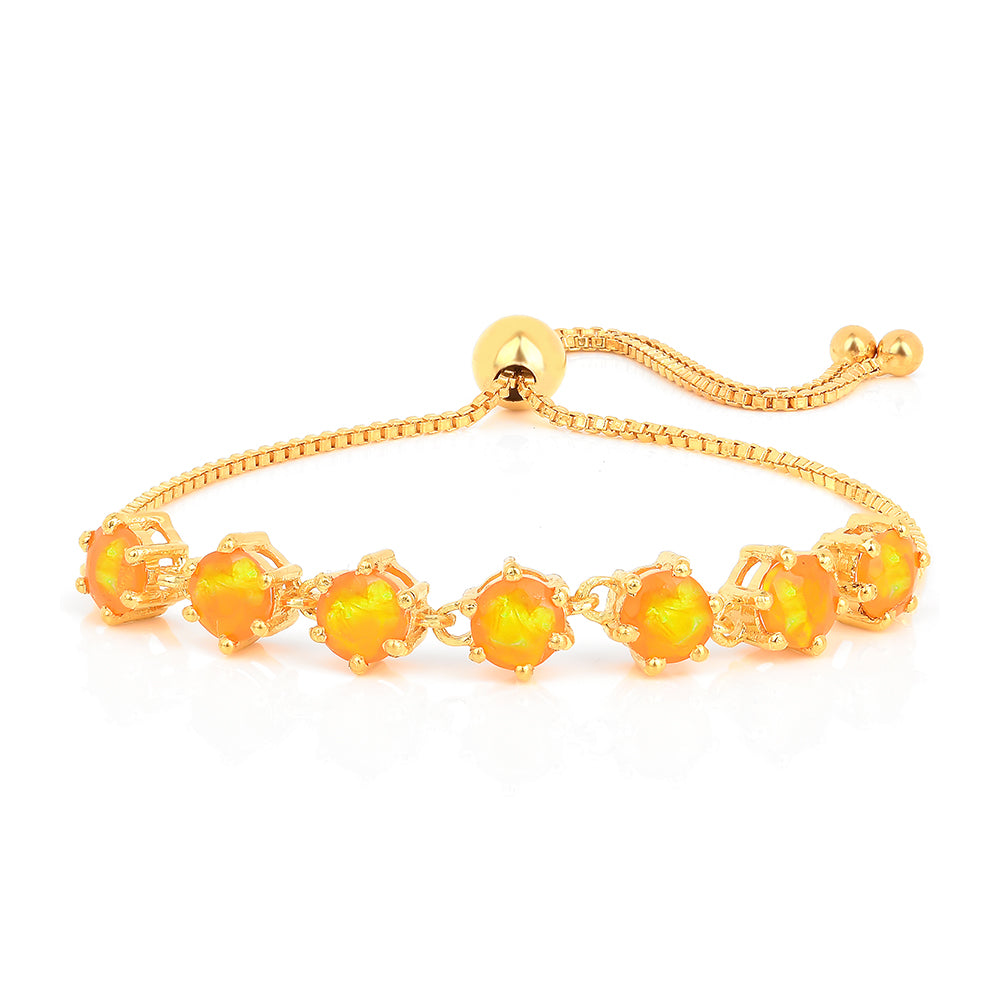 Pozlacené Stříbro 925/1000 - Náramek s Ohnivým Opálem - Karátové číslo: 2.13. přibližná hmotnost: 4.29 gramů 1 