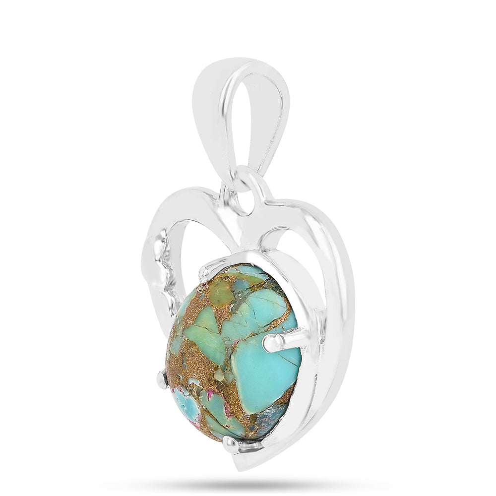 Stříbro 925/1000 - Přívěsek s Ústřicovým Tyrkysem - Karátové číslo: 2.8. přibližná hmotnost: 2.14 gramů 2 