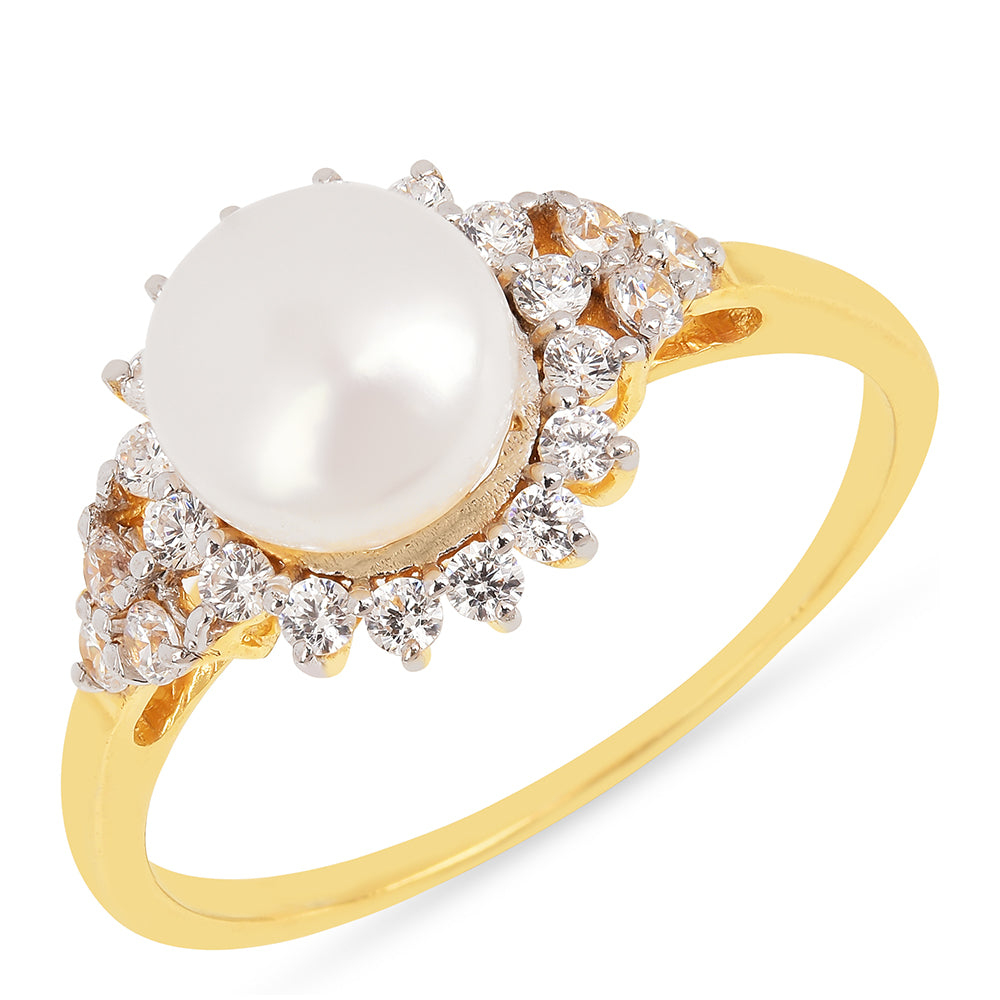 Pozlacené Stříbro 925/1000 - Prsten s Bílým Zirkonem - Karátové číslo: 2.74. přibližná hmotnost: 2.5 gramů