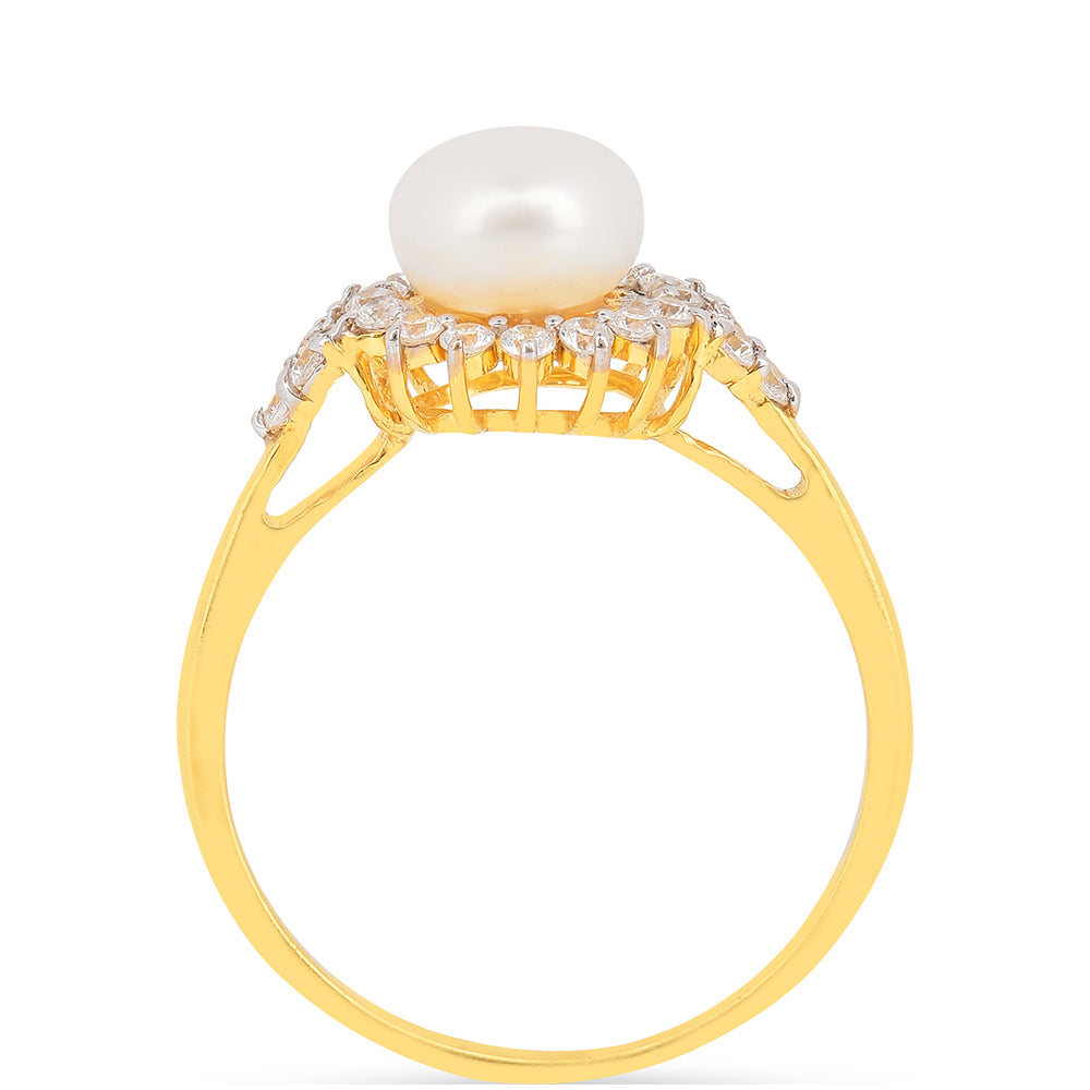 Pozlacené Stříbro 925/1000 - Prsten s Bílým Zirkonem - Karátové číslo: 2.74. přibližná hmotnost: 2.5 gramů 3 