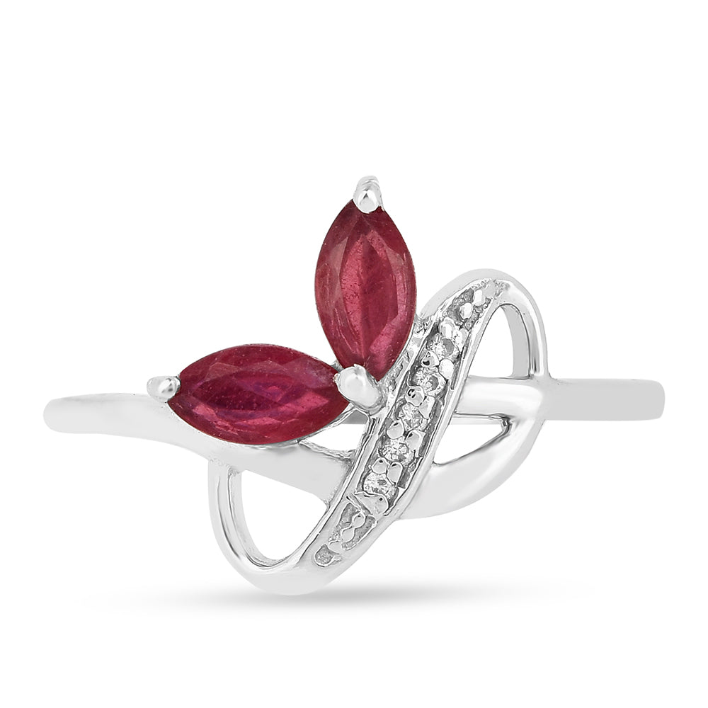 Stříbro 925/1000 - Prsten s Thajským Rubínem a Bílým Zirkonem - Karátové číslo: 0.71. přibližná hmotnost: 1.83 gramů 2 