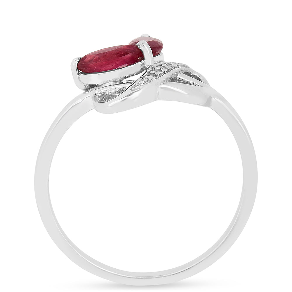 Stříbro 925/1000 - Prsten s Thajským Rubínem a Bílým Zirkonem - Karátové číslo: 0.71. přibližná hmotnost: 1.83 gramů 3 