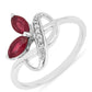 Stříbro 925/1000 - Prsten s Thajským Rubínem a Bílým Zirkonem - Karátové číslo: 0.71. přibližná hmotnost: 1.83 gramů