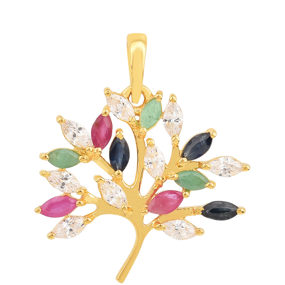 Pozlacené Stříbro 925/1000 - Přívěsek s Thajským Rubínem a Brazilským Smaragdem - Karátové číslo: 1.61. přibližná hmotnost: 1.8 gramů