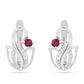 Stříbro 925/1000 - Náušnice s Thajským Rubínem a Bílým Zirkonem - Karátové číslo: 0.49. přibližná hmotnost: 3.07 gramů