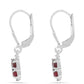 Stříbro 925/1000 - Náušnice s Thajským Rubínem a Bílým Zirkonem - Karátové číslo: 1.6. přibližná hmotnost: 2.38 gramů