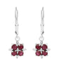 Stříbro 925/1000 - Náušnice s Thajským Rubínem a Bílým Zirkonem - Karátové číslo: 1.6. přibližná hmotnost: 2.38 gramů