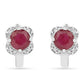 Stříbro 925/1000 - Náušnice s Thajským Rubínem a Bílým Zirkonem - Karátové číslo: 1.78. přibližná hmotnost: 2.55 gramů