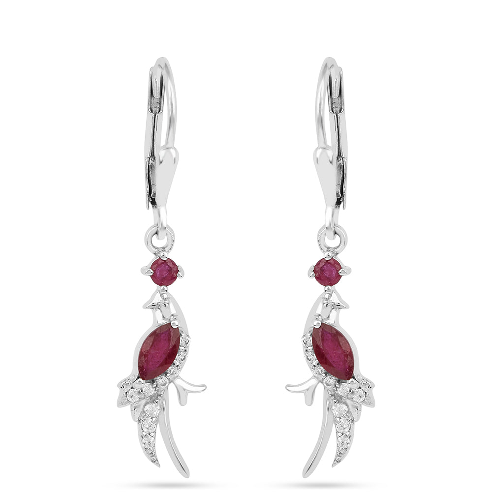 Stříbro 925/1000 - Náušnice s Thajským Rubínem - Karátové číslo: 1.12. přibližná hmotnost: 2.95 gramů 1 