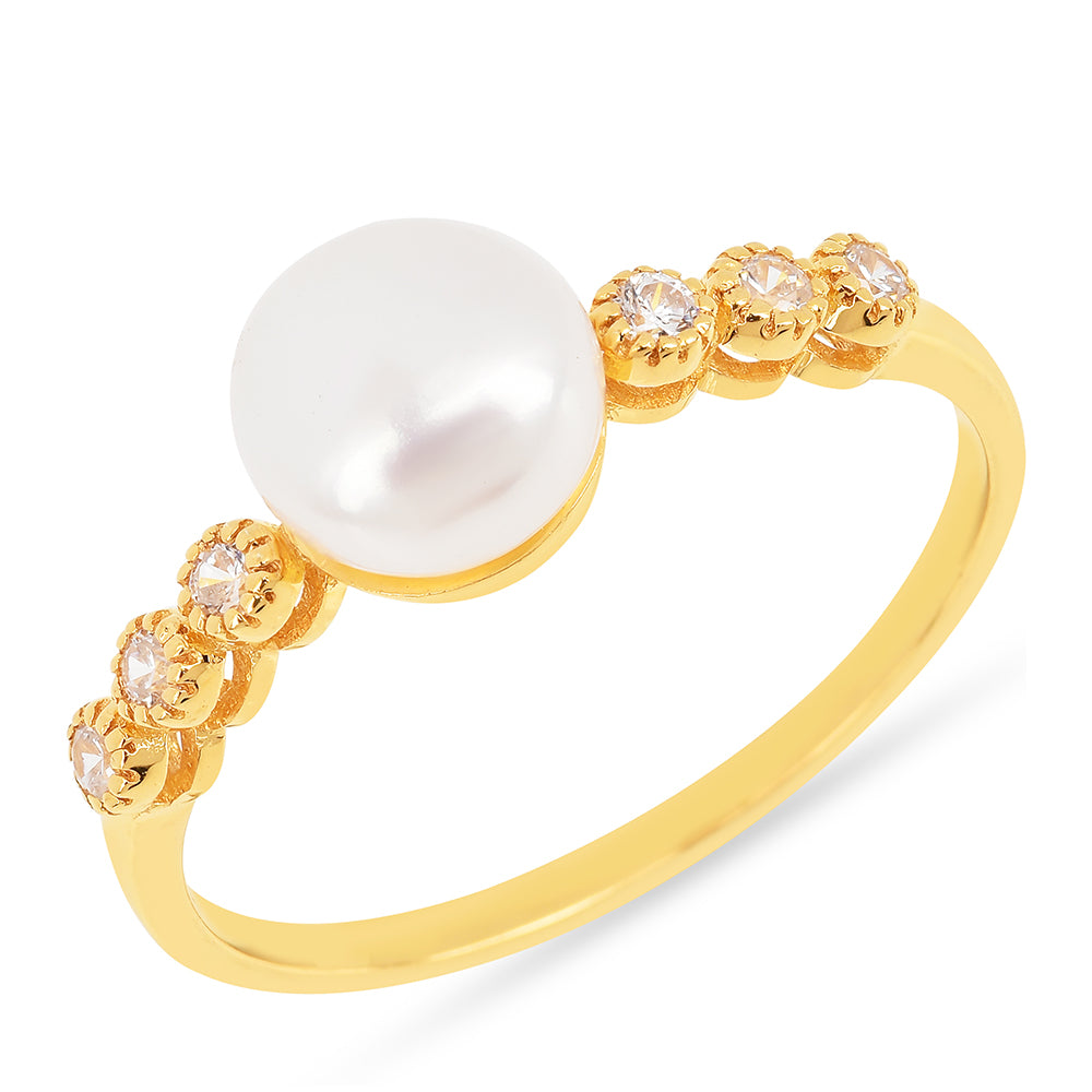 Pozlacené Stříbro 925/1000 - Prsten s Bílým Zirkonem - Karátové číslo: 2.49. přibližná hmotnost: 2.07 gramů 1 