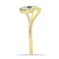 Pozlacené Stříbro 925/1000 - Prsten se Zeleným Diamantem a Bílým Zirkonem - Karátové číslo: 0.17. přibližná hmotnost: 2.75 gramů