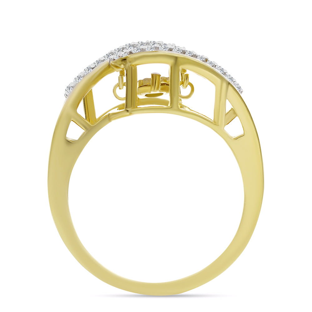 Pozlacené Stříbro 925/1000 - Prsten s Bílým Diamantem a Bílým Zirkonem - Karátové číslo: 0.32. přibližná hmotnost: 3.75 gramů 2 