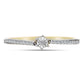 Pozlacené Stříbro 925/1000 - Prsten s Bílým Diamantem a Bílým Zirkonem - Karátové číslo: 0.21. přibližná hmotnost: 1.59 gramů