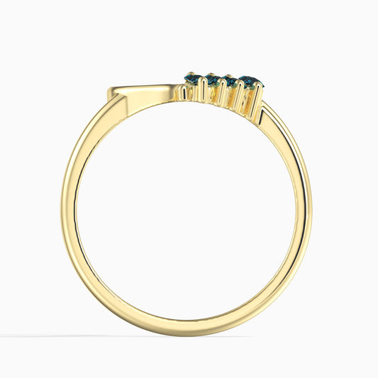 14K Zlatý Prsten s 4 Modrým Diamantem