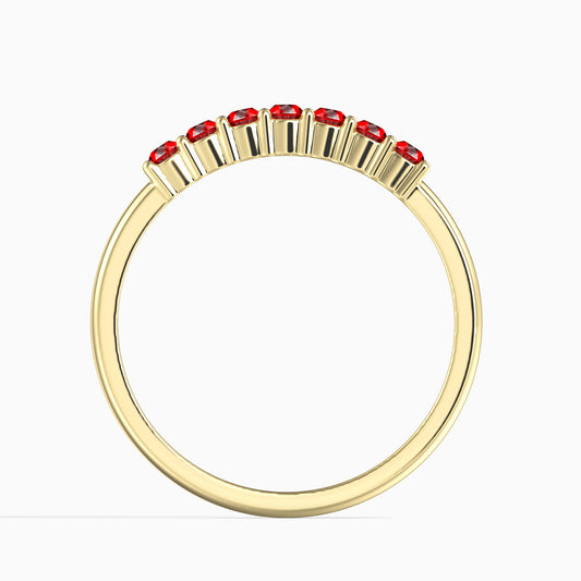 14K Zlatý Prsten s 7 Červeným Diamantem