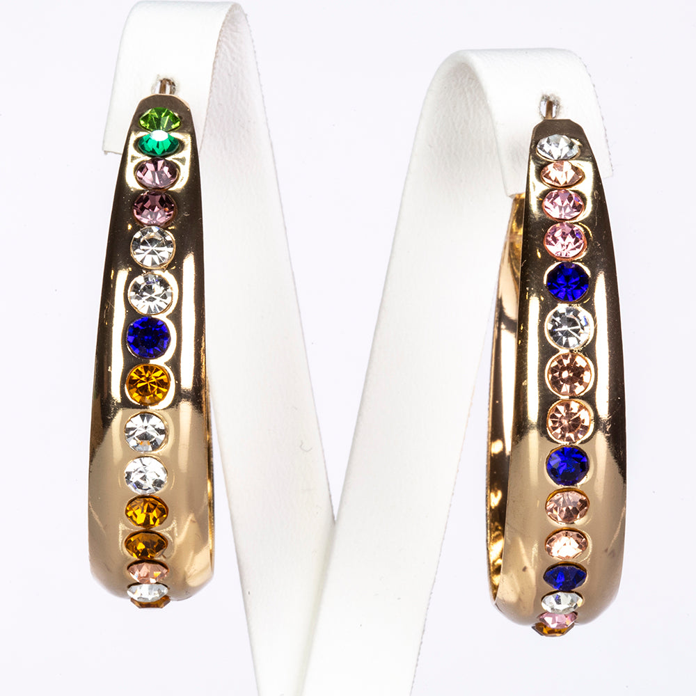 Pozlacené Slitinové Náušnice s Červeným Emporia® Křišťálem a Modrým Emporia® Křišťálem