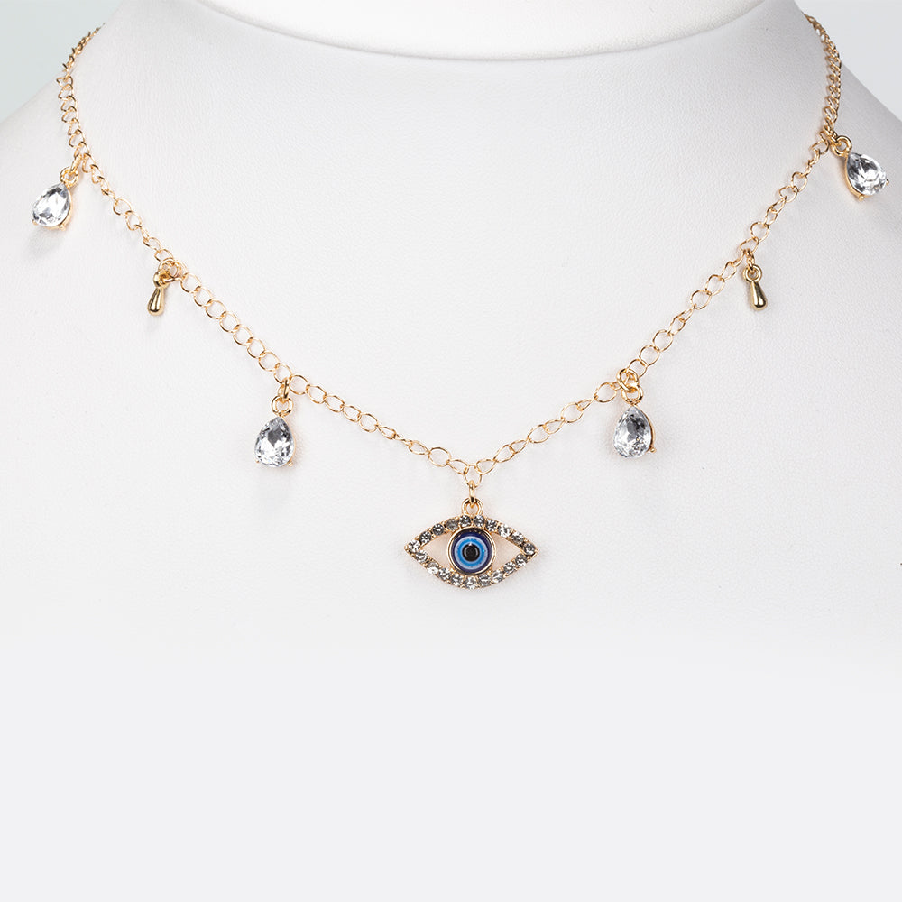 Pozlacená slitina - Náhrdelník s Bílým Emporia® Křišťálem - Karátové číslo: 43.9. přibližná hmotnost: 7.9 gramů