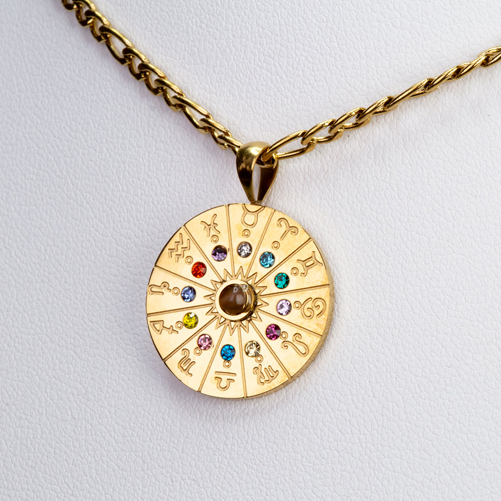 Pozlacený Slitinový Náhrdelník s Tygřím Okem ( Náhrdelník+Přívěsek )