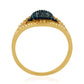 Pozlacené Stříbro 925/1000 - Prsten s Modrým Diamantem - Karátové číslo: 0.06. přibližná hmotnost: 2.98 gramů