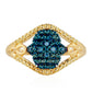 Pozlacené Stříbro 925/1000 - Prsten s Modrým Diamantem - Karátové číslo: 0.06. přibližná hmotnost: 2.98 gramů