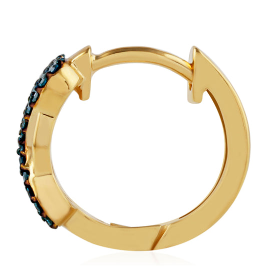 Pozlacené Stříbro 925/1000 - Náušnice s Modrým Diamantem - Karátové číslo: 0.36. přibližná hmotnost: 3.18 gramů