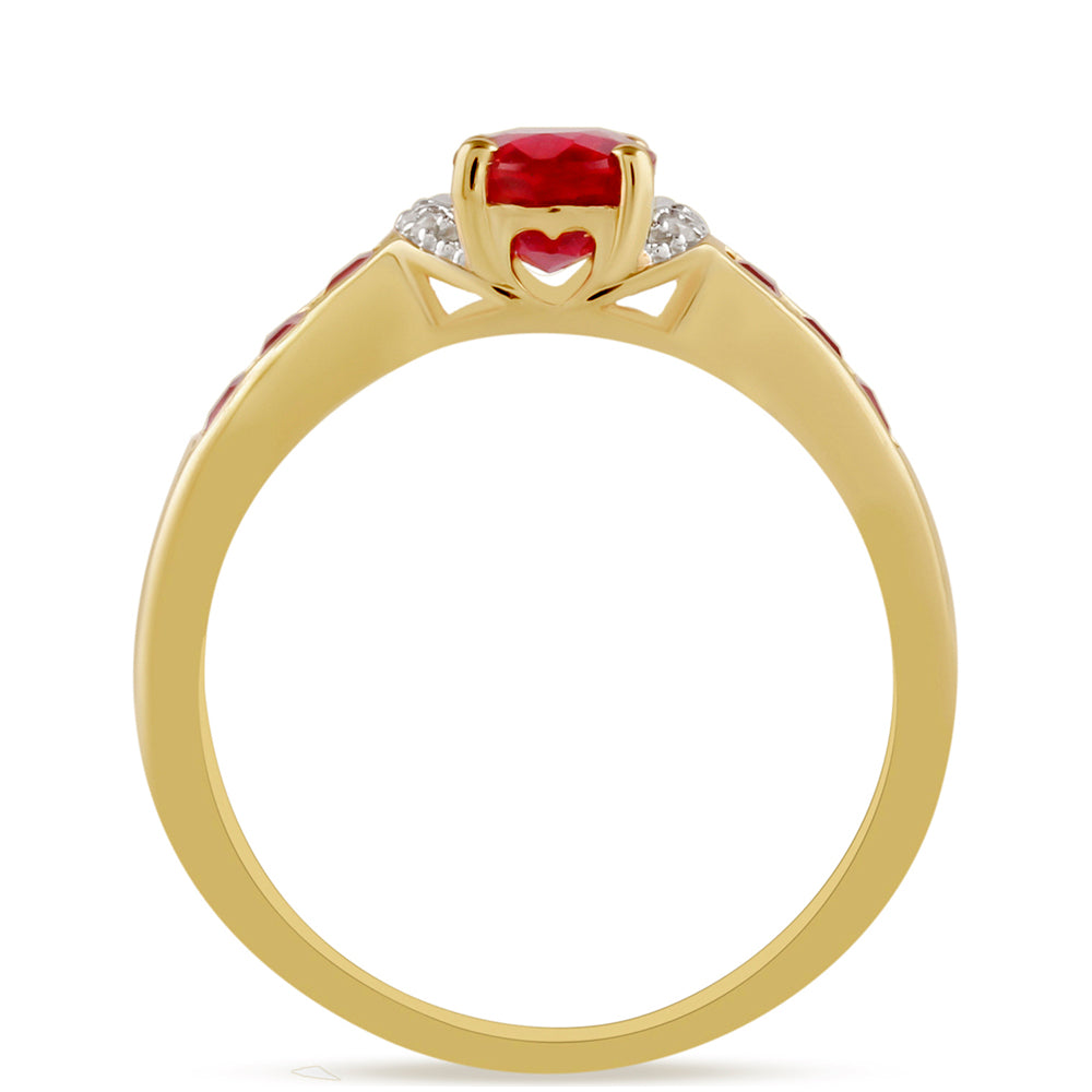 Pozlacené Stříbro 925/1000 - Prsten s Thajským Rubínem a Bílým Topazem - Karátové číslo: 1.91. přibližná hmotnost: 2.09 gramů 4 