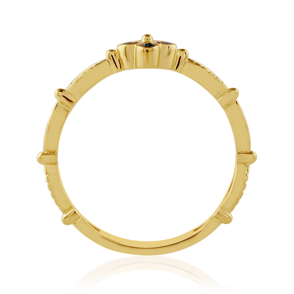 Pozlacené Stříbro 925/1000 - Prsten s Modrým Diamantem - Karátové číslo: 0.07. přibližná hmotnost: 1.86 gramů 4 