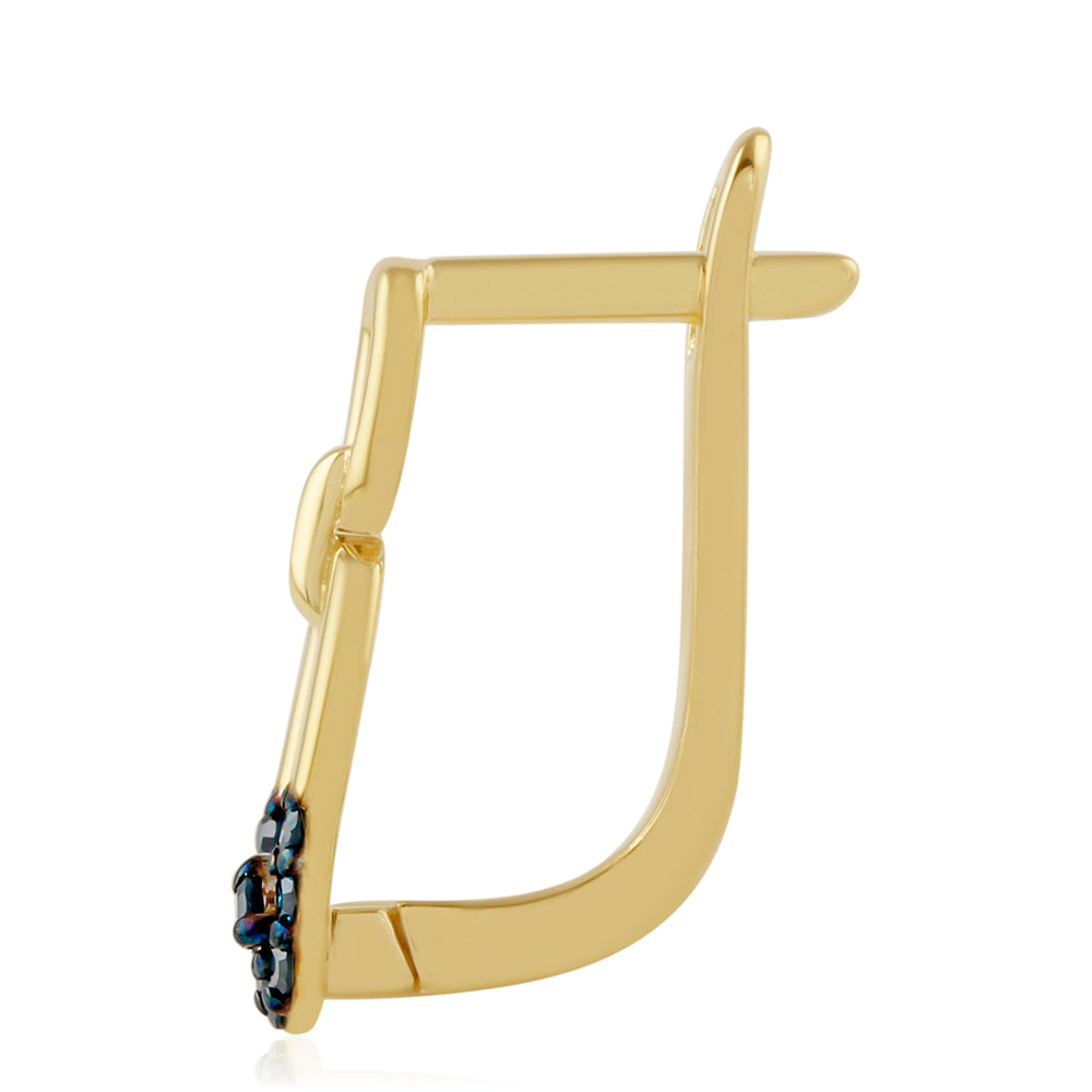 Pozlacené Stříbro 925/1000 - Náušnice s Modrým Diamantem - Karátové číslo: 0.15. přibližná hmotnost: 2.55 gramů 2 