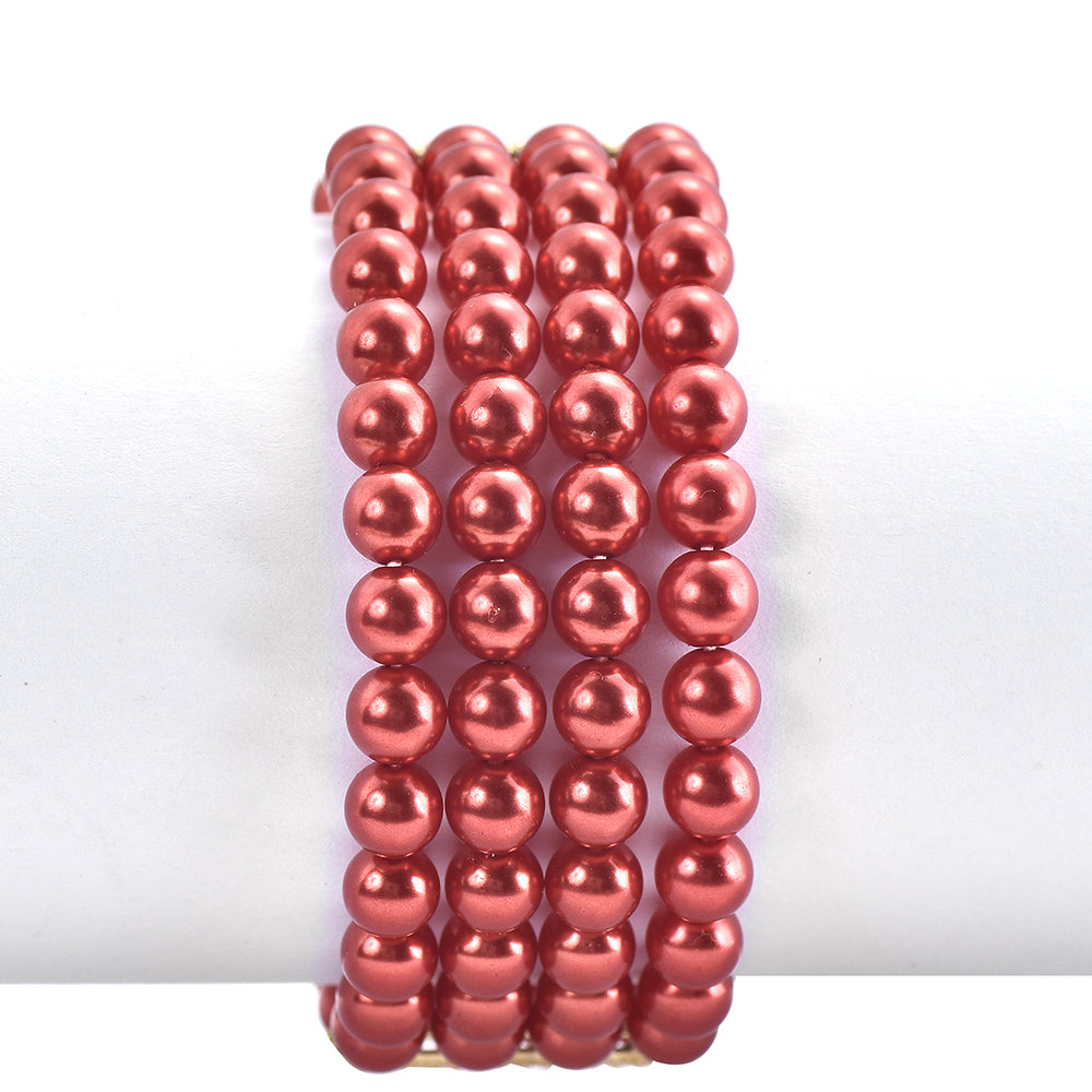 Pozlacené Stříbro 925/1000 - Náramek s Červená sladkovodní Perlou - Karátové číslo: 170. přibližná hmotnost: 34.2 gramů 2 