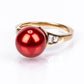Pozlacené Stříbro 925/1000 - Prsten s Červená sladkovodní Perlou a Bílým Topazem - Karátové číslo: 7.62. přibližná hmotnost: 4.04 gramů