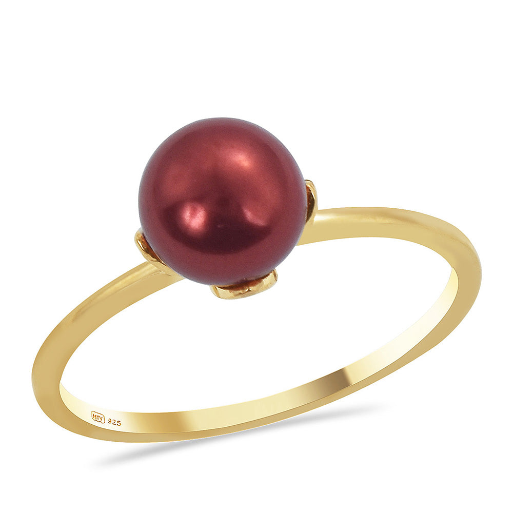 Pozlacené Stříbro 925/1000 - Sada s Červená sladkovodní Perlou - Karátové číslo: 17.08. přibližná hmotnost: 7.04 gramů ( Náušnice+Prsten+Přívěsek ) 4 