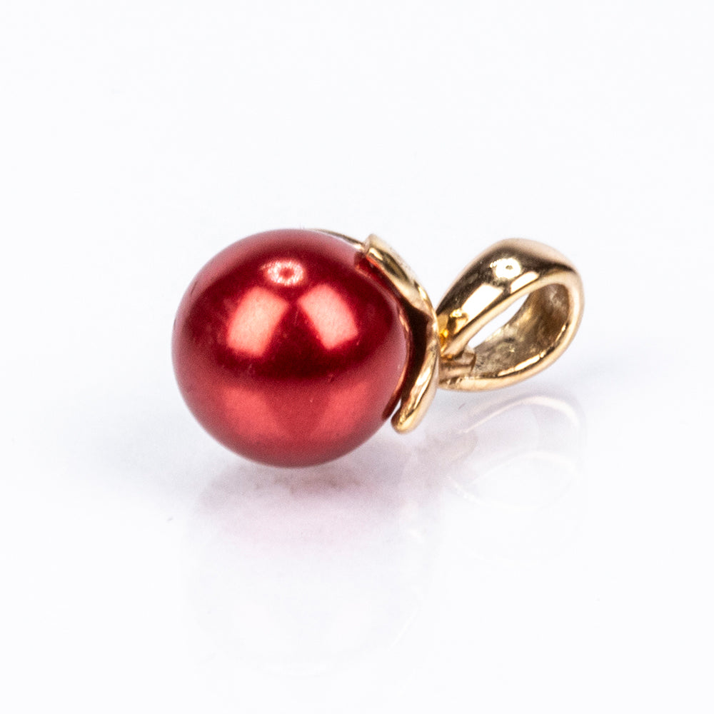 Pozlacené Stříbro 925/1000 - Sada s Červená sladkovodní Perlou - Karátové číslo: 17.08. přibližná hmotnost: 7.04 gramů ( Náušnice+Prsten+Přívěsek )