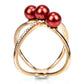 Pozlacené Stříbro 925/1000 - Prsten s Červená sladkovodní Perlou a Bílým Topazem - Karátové číslo: 5.72. přibližná hmotnost: 5.36 gramů