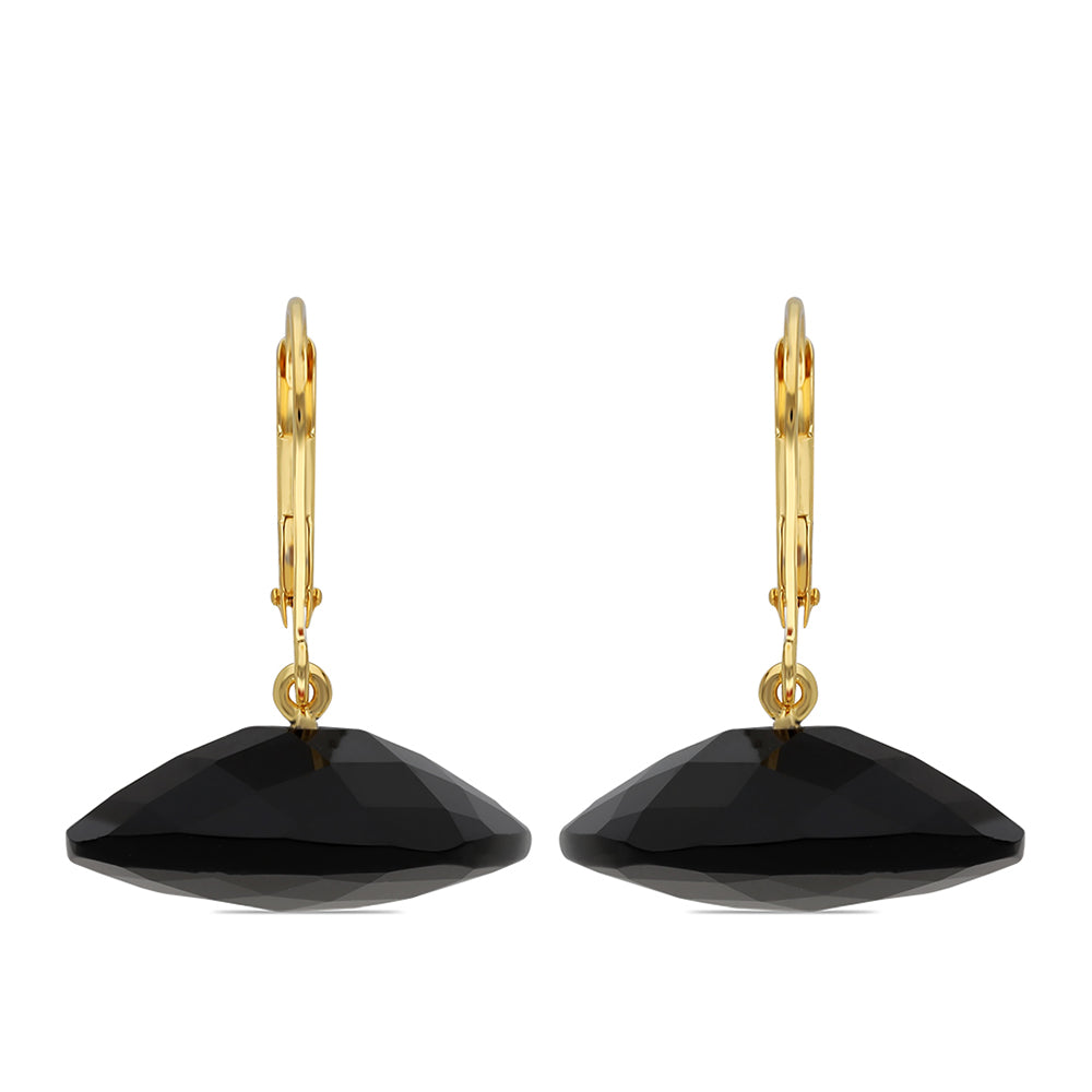 Pozlacené Stříbrné Náušnice s Černým Onyxem 2 