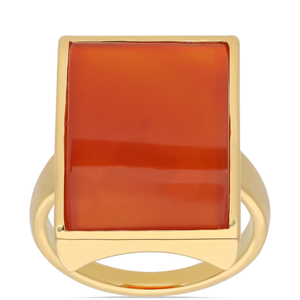 Pozlacený Stříbrný Prsten s Červeným Onyxem