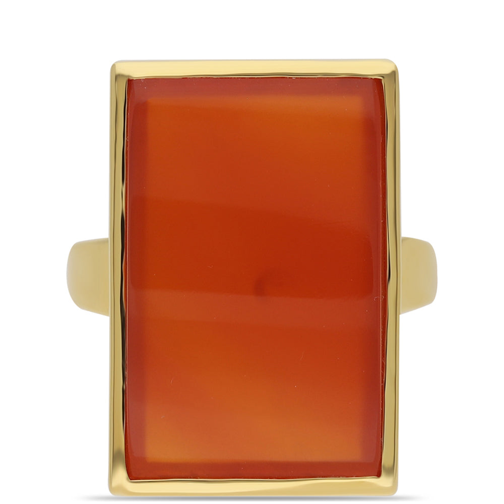 Pozlacený Stříbrný Prsten s Červeným Onyxem