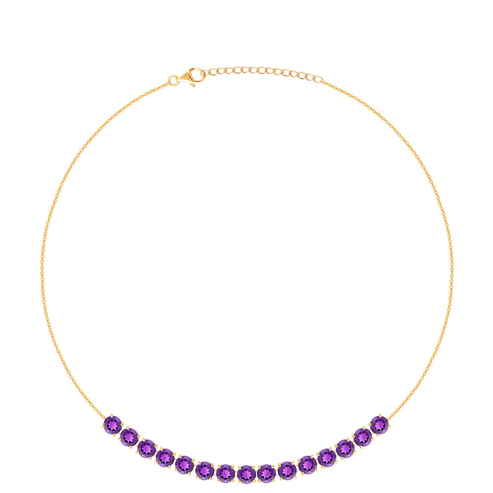 Pozlacený Stříbrný Náhrdelník s Marockým Ametystem