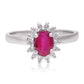 Stříbro 925/1000 - Prsten s Madagaskarským Rubínem a Bílým Topazem - Karátové číslo: 0.93. přibližná hmotnost: 2.74 gramů