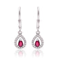 Stříbrné Náušnice s Madagaskarským Rubínem a Bílým Topazem