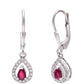 Stříbrné Náušnice s Madagaskarským Rubínem a Bílým Topazem