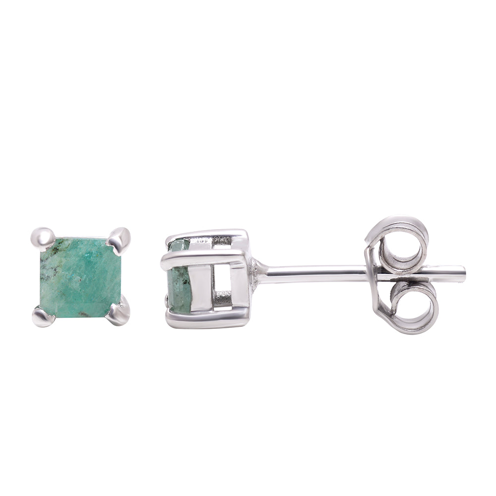 Stříbro 925/1000 - Náušnice s Brazilským Smaragdem - Karátové číslo: 0.5. přibližná hmotnost: 1.06 gramů 2 