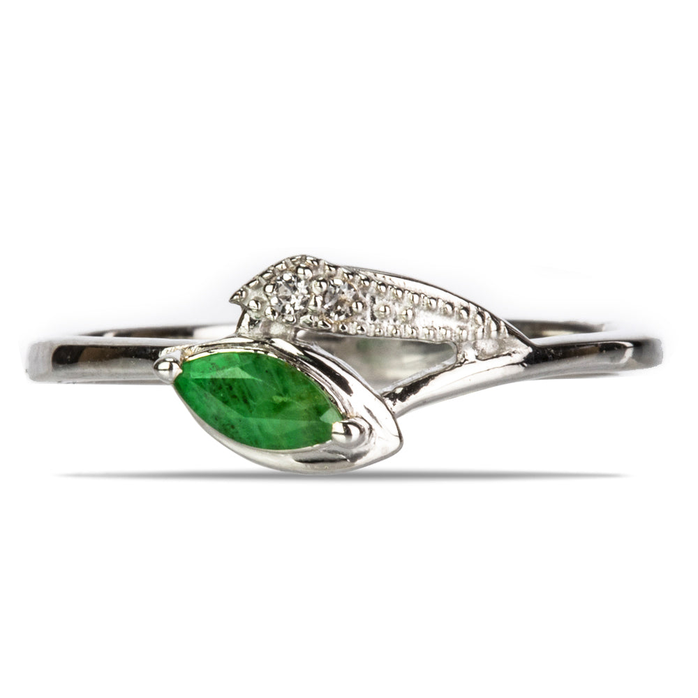 Stříbrný Prsten s Brazilským Smaragdem a Bílým Topazem 1 