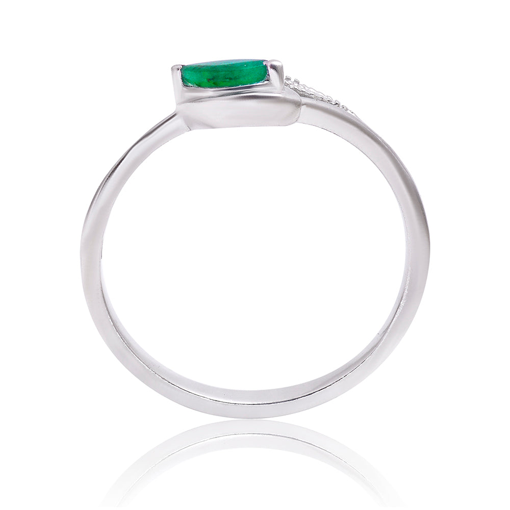 Stříbrný Prsten s Brazilským Smaragdem a Bílým Topazem