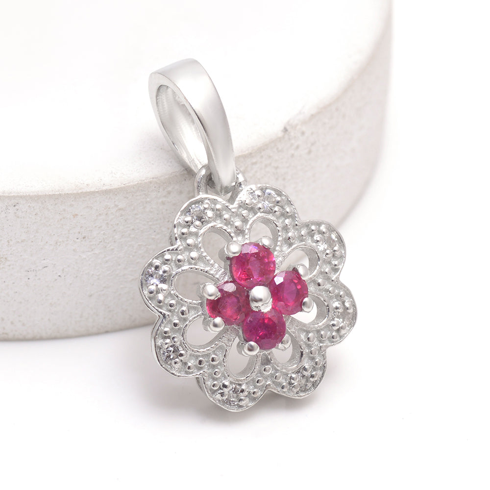 Stříbro 925/1000 - Přívěsek s Madagaskarským Rubínem a Bílým Topazem - Karátové číslo: 0.44. přibližná hmotnost: 1.77 gramů 1 