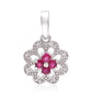Stříbro 925/1000 - Přívěsek s Madagaskarským Rubínem a Bílým Topazem - Karátové číslo: 0.44. přibližná hmotnost: 1.77 gramů