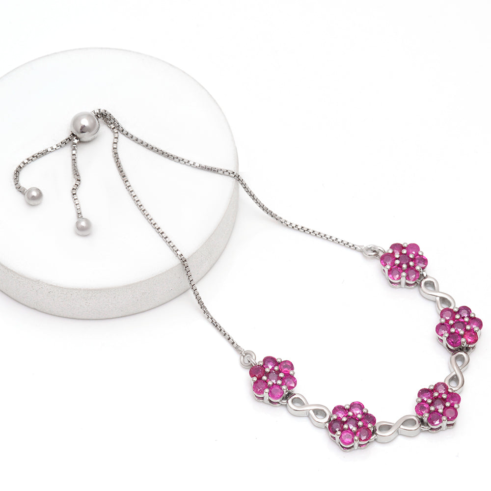 Stříbrný Náramek s Madagaskarským Rubínem