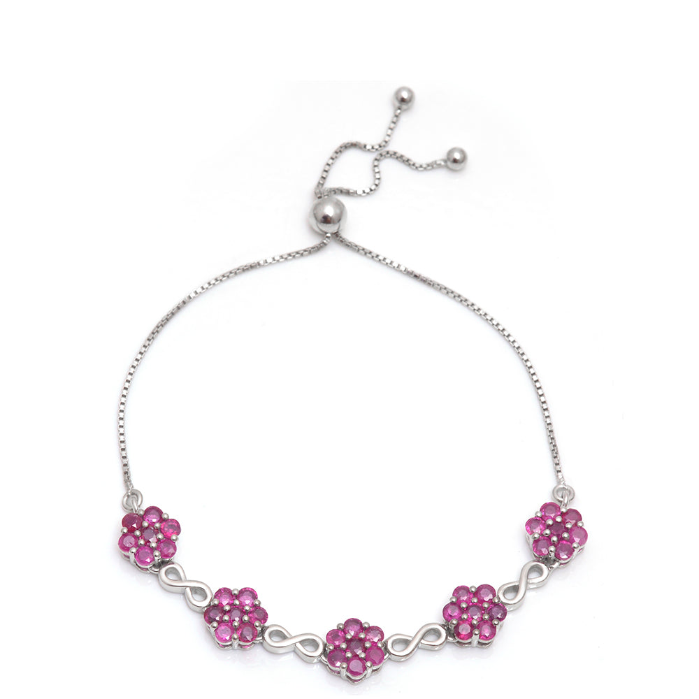 Stříbrný Náramek s Madagaskarským Rubínem 2 